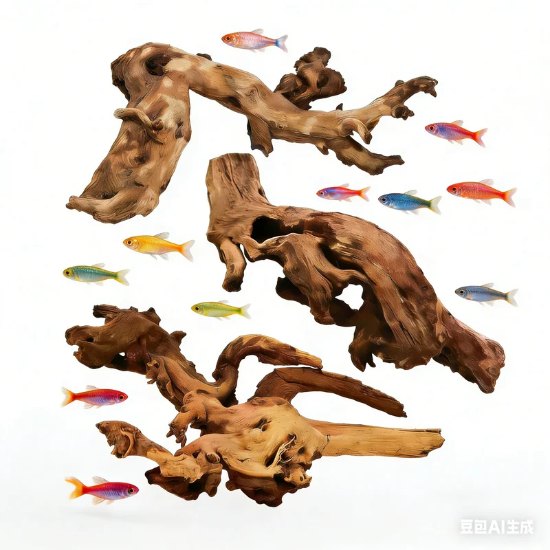 Marine Aquarium All In One - خشب طبيعي عائم لتزيين أحواض السمك،
